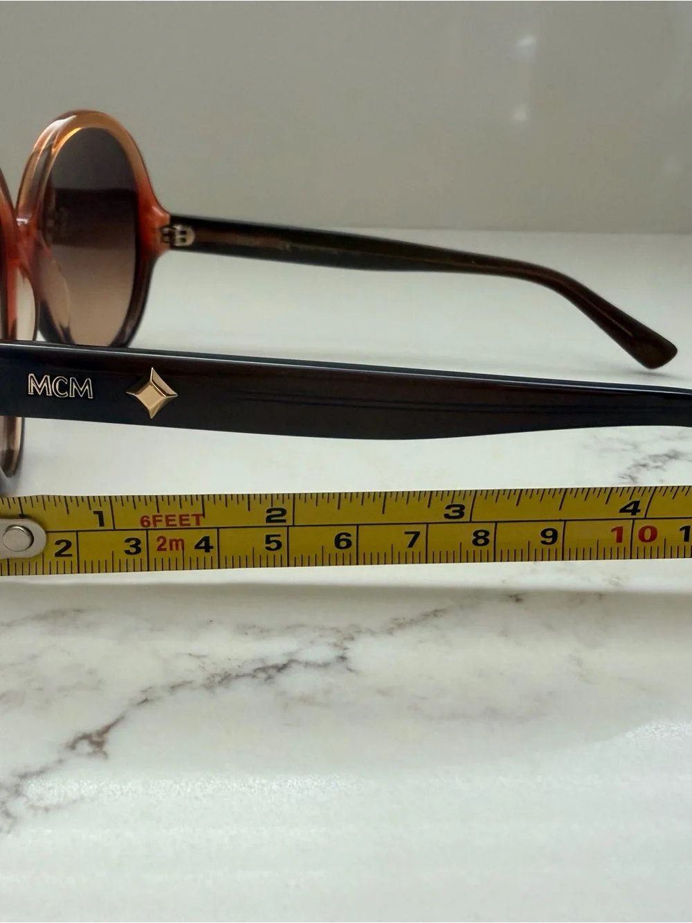 MCM Sunglasses with Cognac Monogram Glasses Case with Gold Logo Plate